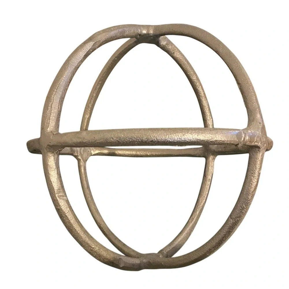 West Elm Decorative Metal Sphere OS Champagne Silver armillary Orbital Sculpture